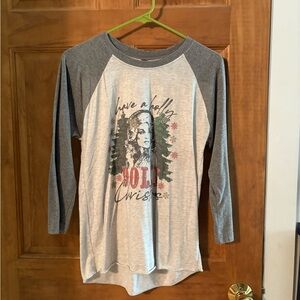 Next Level Apparel Gray and White Long Sleeve Tee